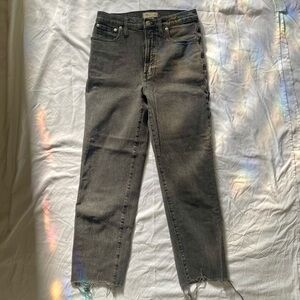 Madewell Charcoal the Perfect Vintage Straight Jean Ankle 27 Distressed Hem